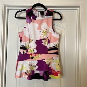 Floral peplum tank